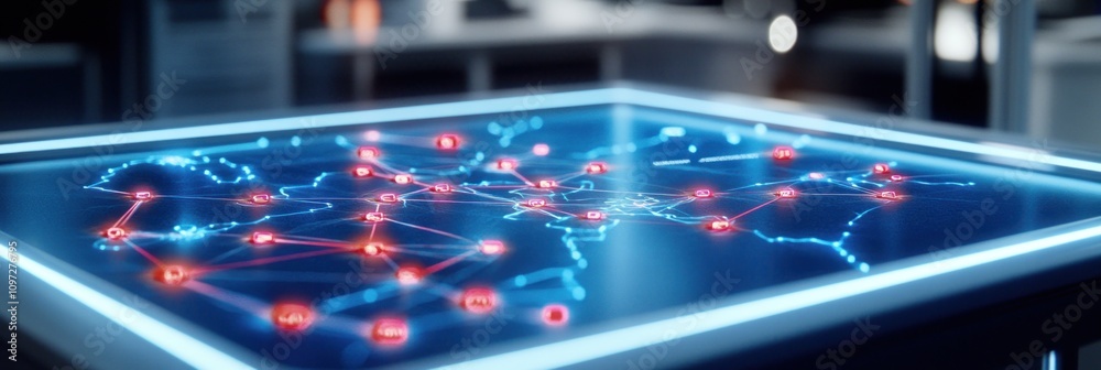 Aufkleber Network connection map displayed on a digital screen.