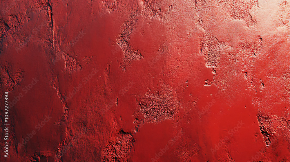 Poster dramatic and moody atmosphere created by light and shadow on rough textured red concrete wall backgr