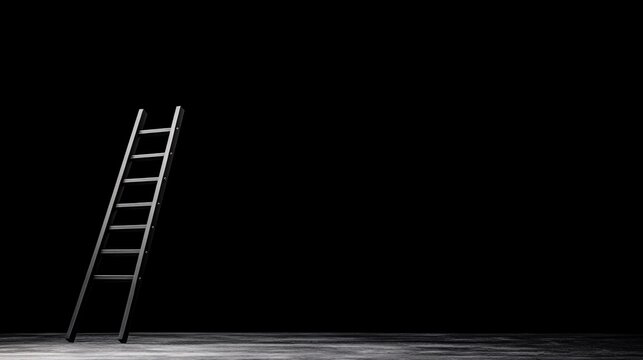 Black ladder in a minimalistic indoor setting