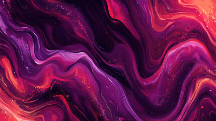 Obraz premium Abstract swirls of vibrant magenta, crimson, and lavender ink dancing against a deep black background. Crimson Cloud Swirls. Illustration