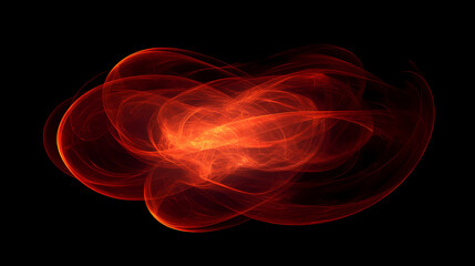 Fototapeta premium Abstract red smoke swirls on black background, glowing fiery texture, dynamic energy illustration. Crimson Cloud Swirls. Illustration