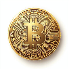 Cryptocurrency, High-Resolution Gold Bitcoin, Vector with Intricate Digital Circuit Design, isolated background