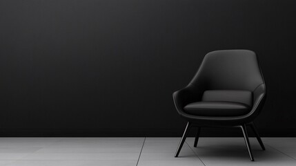 Modern Black Chair Against Dark Wall