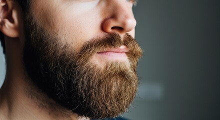 Obraz premium Close-up of bearded Caucasian man with brown hair