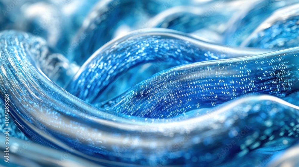 Poster A close-up view of flowing blue liquid, showcasing movement and texture.