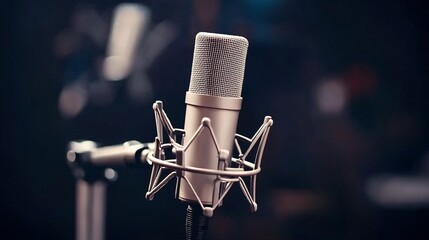 Professional studio microphone on a stand