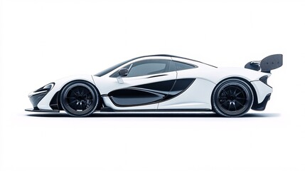 White Sports Car Side View