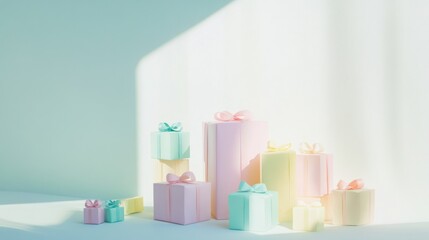 Pastel Presents Arranged In A Sunny Display