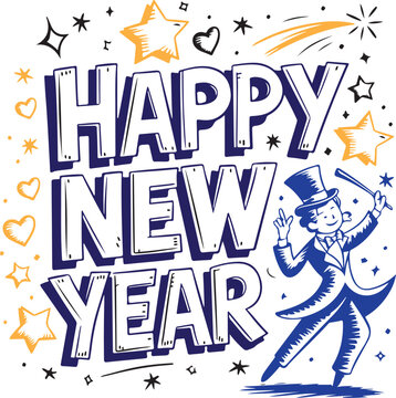 Happy New Year, greeting session, vector
