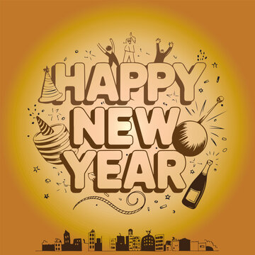 Happy New Year, greeting session, vector