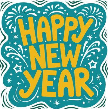 Happy New Year, greeting session, vector