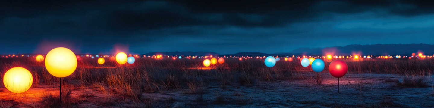 Marfa Lights Mystery: A mesmerizing display of glowing orbs floating above the desert landscape near Marfa, Texas.