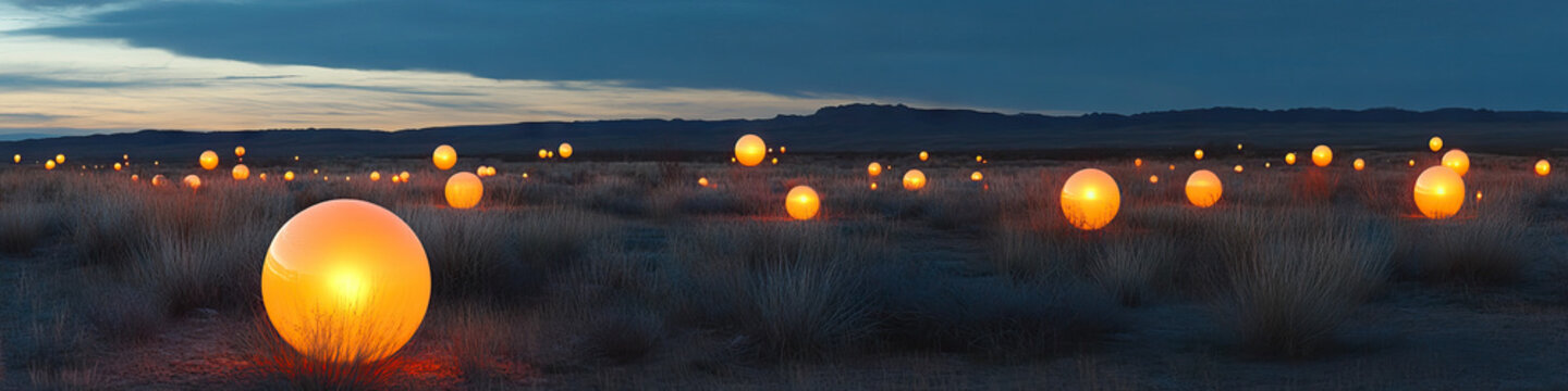 Marfa Lights Mystery: A mesmerizing display of glowing orbs floating above the desert landscape near Marfa, Texas.