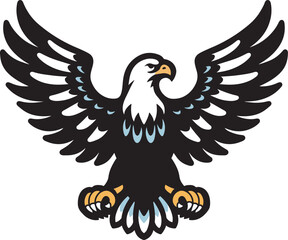 Black eagle with big wings design art 