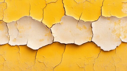 Obraz premium Cracked yellow wall texture with peeling paint details