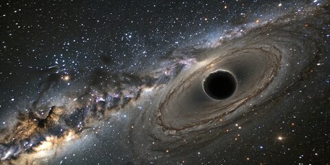 Fototapeta premium Dense swarm of miniature black holes floating in space, futuristic, star particle, dark matter