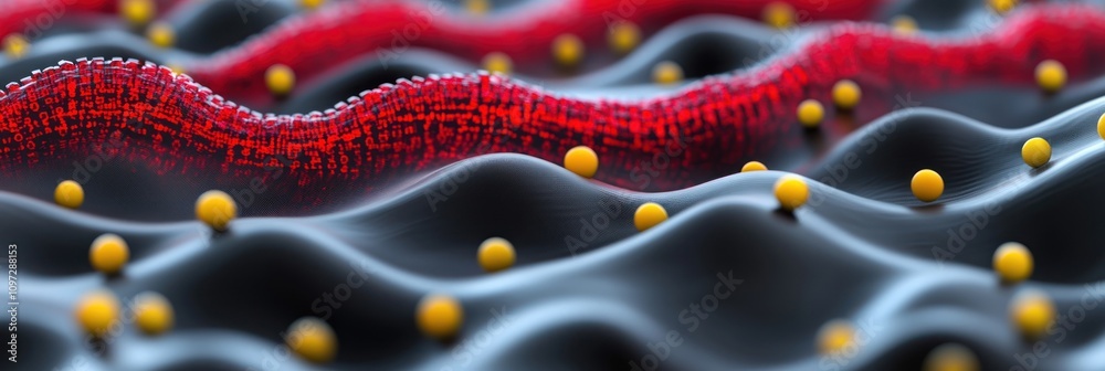 Fototapete abstract representation of molecular structures with varying colors and shapes.