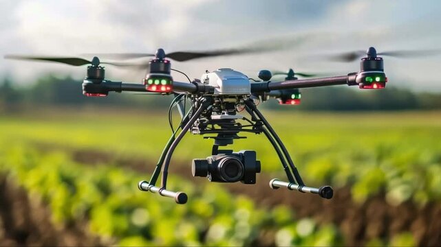 Drones Monitoring Grapevine Health in Vast Vineyards During Golden Hour, Aerial View of Lush Agricultural Landscape. 4K Animation Video Background