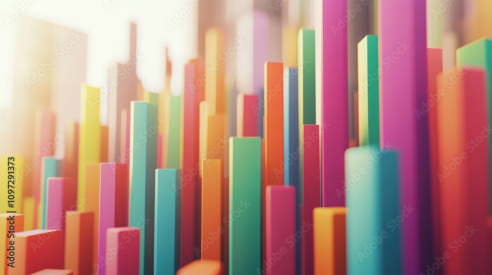 Aufkleber a colorful arrangement of vertical bars, suggesting data visualization or growth trends.