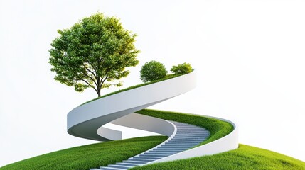 Obraz premium A spiral path leading upwards, symbolizing personal growth, self discovery, and the pursuit of knowledge.