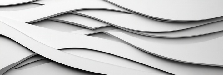Obraz premium Abstract minimalist white paper layers creating a flowing wave pattern