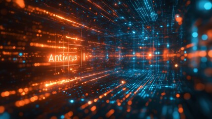 Obraz premium Digital Cybersecurity Concept: Antivirus Data Transmission