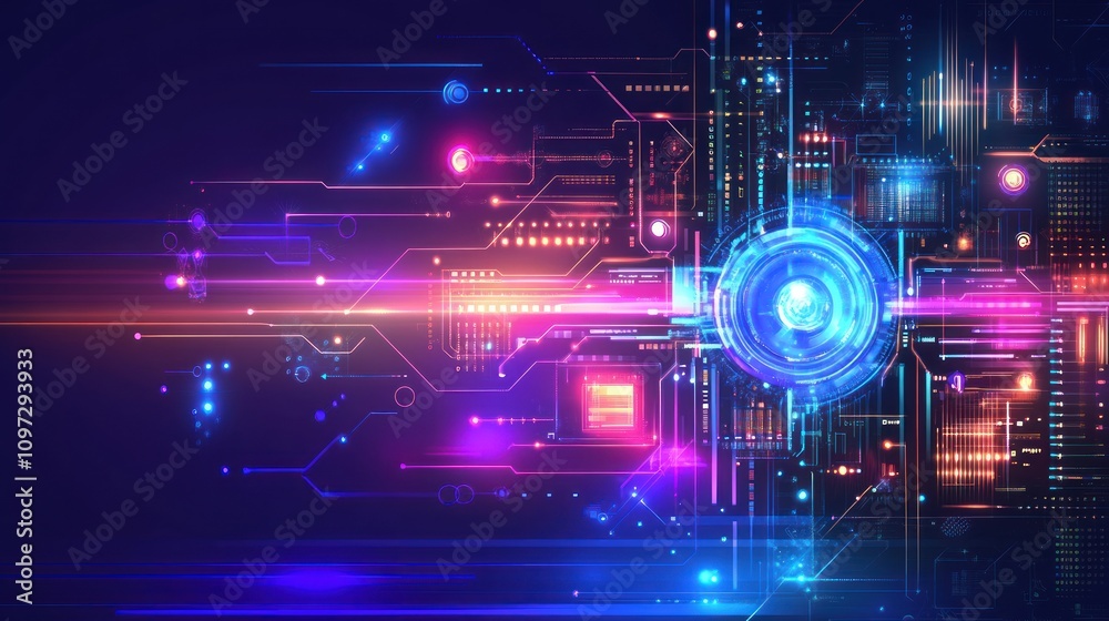 Poster abstract futuristic technology network design