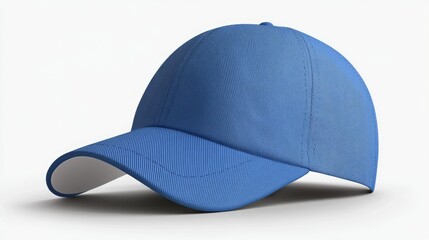 Fototapeta premium Blue Baseball Cap with Curved Bill and Textured Fabric