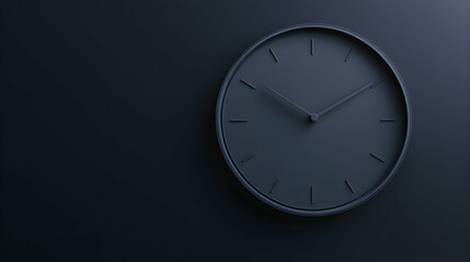 Minimalist dark grey clock on a dark grey wall.