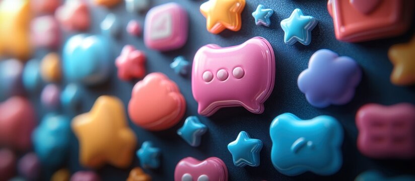 Colorful 3D Render of Social Media Icons