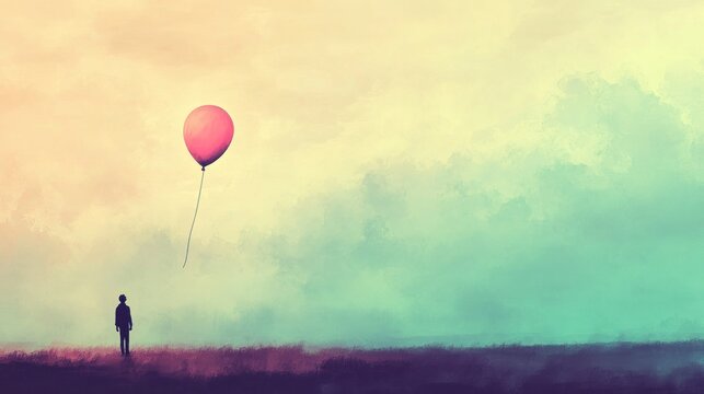Solitude and Letting Go: A Pink Balloon's Departure