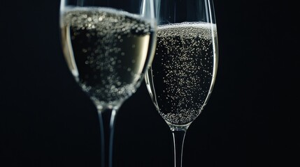 Two Champagne Flutes Sparkling Celebration