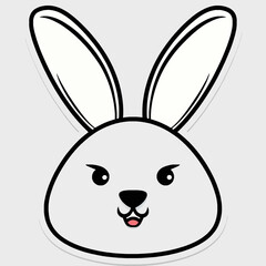 Obraz premium Adorable Cartoon Rabbit Face with Big Ears and Cheerful Smile
