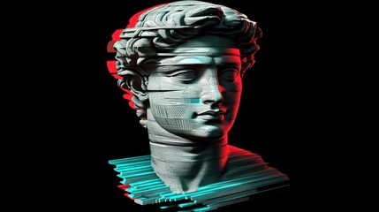 Glitched Grecian Bust: A Modern Digital Renaissance