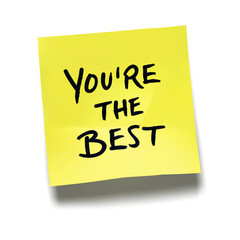 ‘You’re the Best’ written on yellow sticky note with cast shadow 