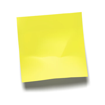 Blank yellow sticky note with cast shadow 