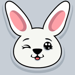 Charming Cartoon Rabbit Face with a Playful Expression