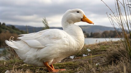 Obraz premium Stunning American Pekin Duck Isolated on Transparent Background â€“ Ideal for Stock Photos, Illustrations, and Graphic Design Projects