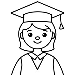 graduation girl cartoon illustration