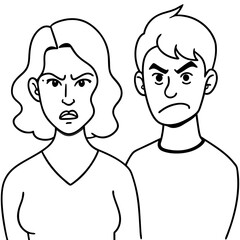 and drawn angry couple