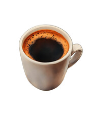 Fototapeta premium Hand-drawn image of a steaming cup of black coffee on a transparent background