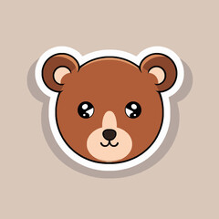 Fototapeta premium Charming Cartoon Bear Face Illustration for Kids and Playful Themes
