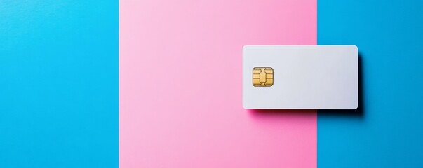 Sleek sim card on vibrant pink and