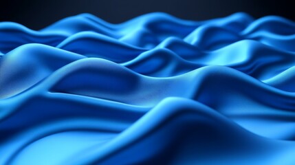 Fototapeta premium Smooth blue fabric like waves with glowing highlights and soft shadows, symbolizing elegance, modernity, and luxurious textile inspired abstraction