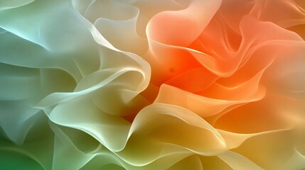 Obraz premium Soft flowing layers of pastel peach and white chiffon like textures, evoking elegance, delicacy, and the ethereal beauty of textile inspired design