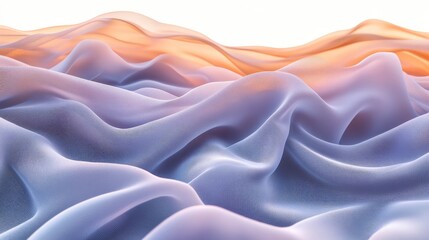 Obraz premium Ethereal lavender and peach waves with soft translucence, blending pastel tones and flowing shapes to create a dreamlike, airy abstract composition