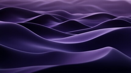 Obraz premium Fluid abstract purple waves layered with soft glowing light, creating an ethereal sense of depth, calmness, and futuristic elegance against a minimalistic dark backdrop