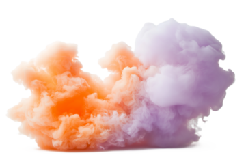Orange - purple cloud isolated on white or transparent png