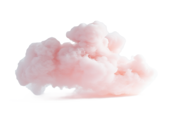 Pink cloud isolated on white or transparent png