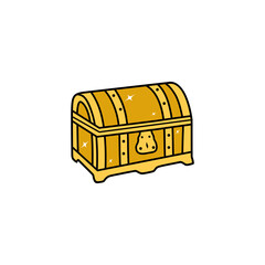 gold color treasure box mystery chest vector illustration